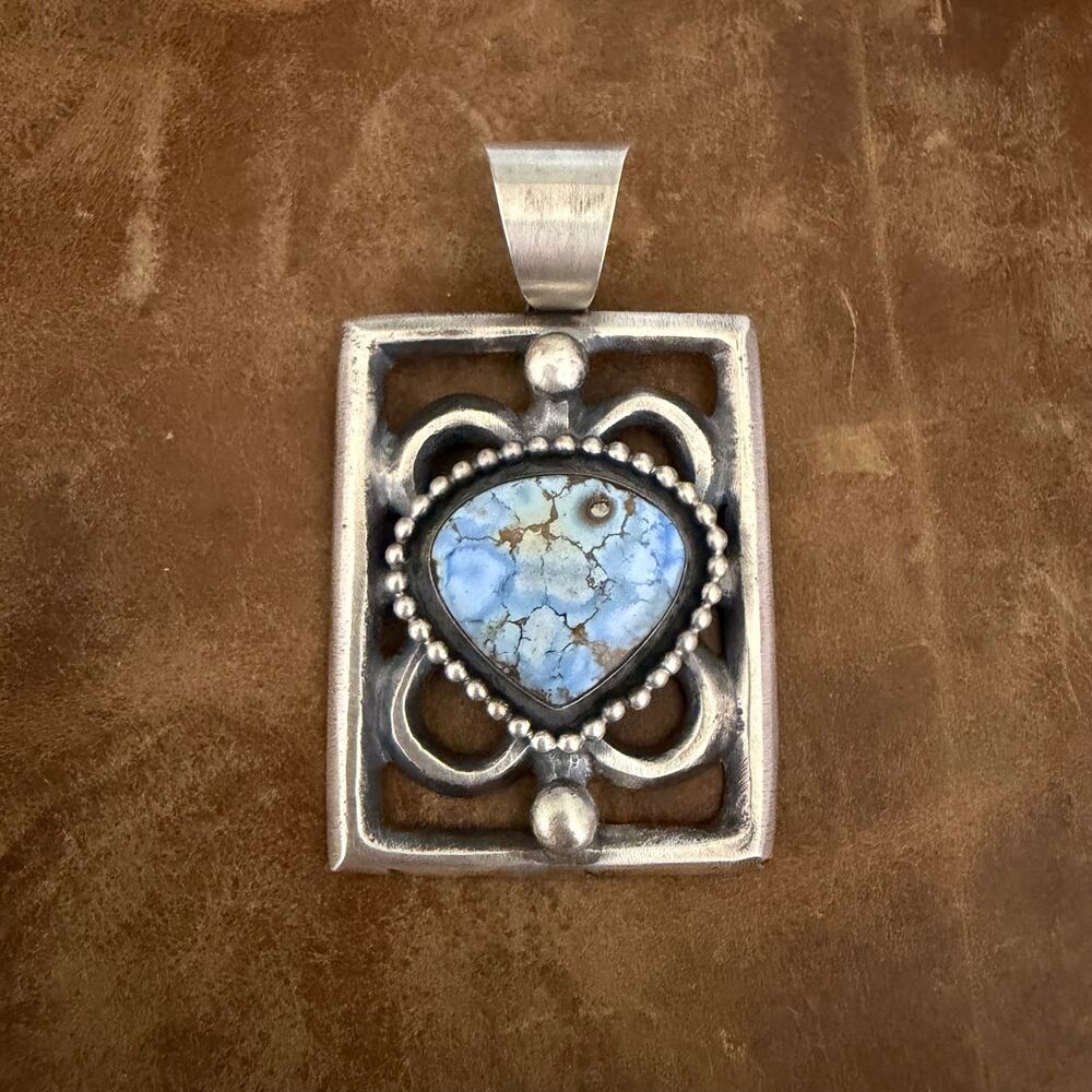 Golden Hill Turquoise and Sterling Silver Pendant Native American Chimney Butte